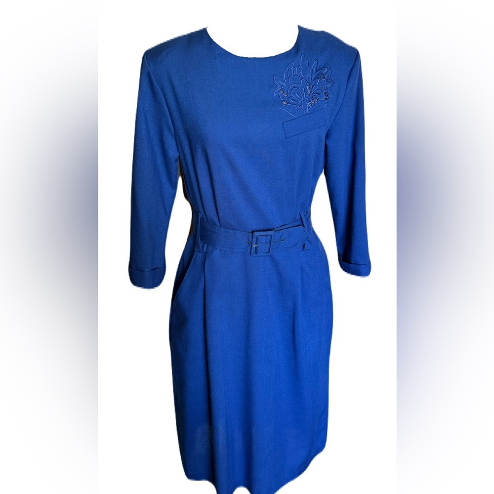 Stuart Alan Vintage Royal Blue Long Sleeve Dress
